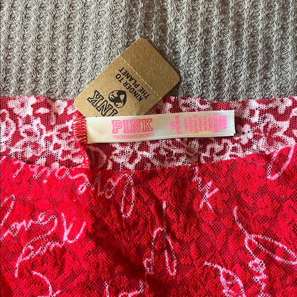 PINK Victoria's Secret Red Lace Script Panties - Picture 2 of 4